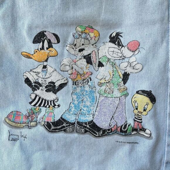 Vintage 1993 Jerry Leigh Looney Tunes Jean Shorts High Rise M - Picture 2 of 12